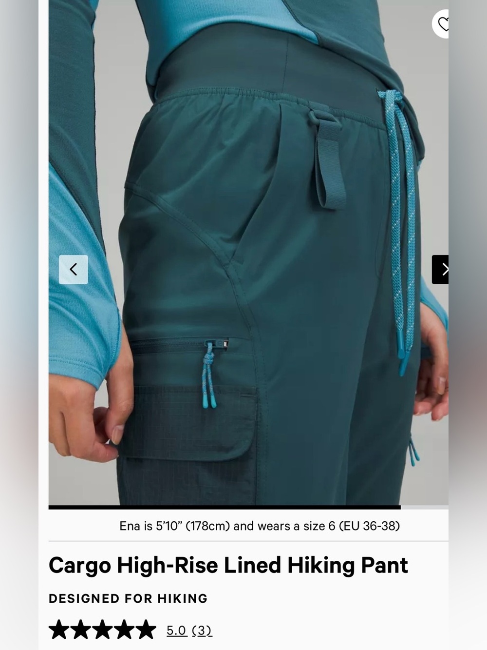 🍋Lululemon athletica Woman’s Lined Cargo Hiking Pant Size 6